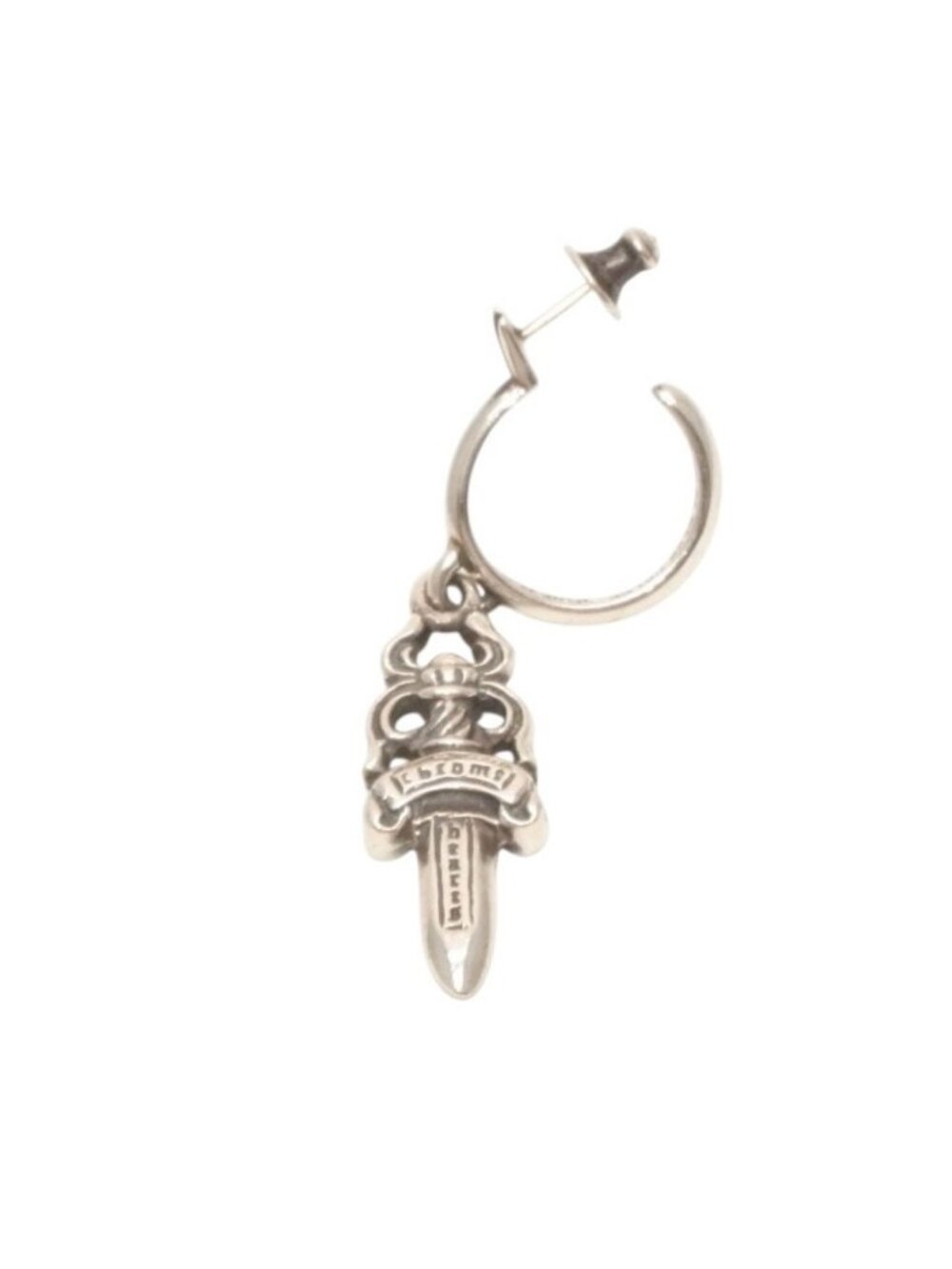 Chrome Hearts No 5 Dagger Hoop Earrings Silve